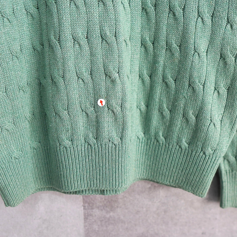 Logo Embroidery Half - zip Cable Knit Sweater - NEWSED