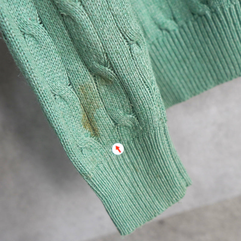 Logo Embroidery Half - zip Cable Knit Sweater - NEWSED