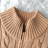 Logo Embroidery Half-zip Cable Sweater