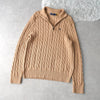 Logo Embroidery Half-zip Cable Sweater