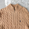 Logo Embroidery Half-zip Cable Sweater
