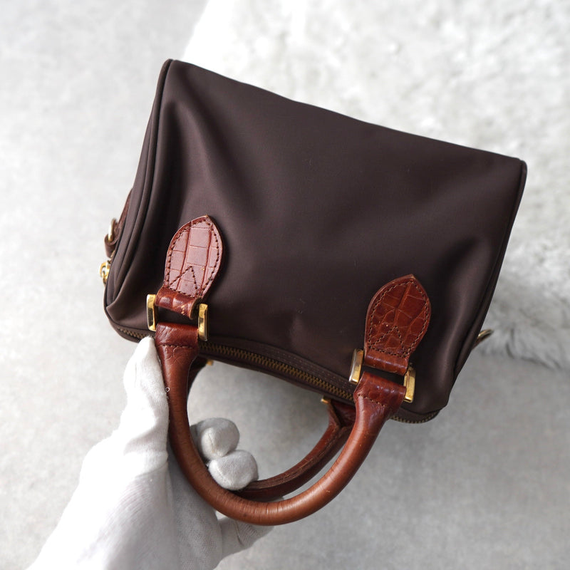 Logo Embroidery Nylon Mini Boston Bag - NEWSED