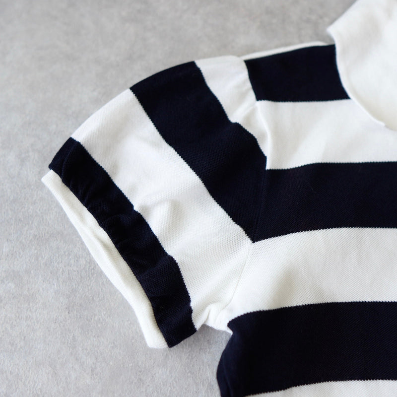 Logo Embroidery Puff Sleeve Polo Shirt - NEWSED