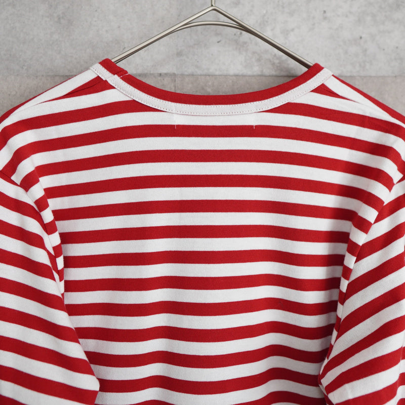 Logo Patch Stripe Long Sleeve Tee Shirt - NEWSED