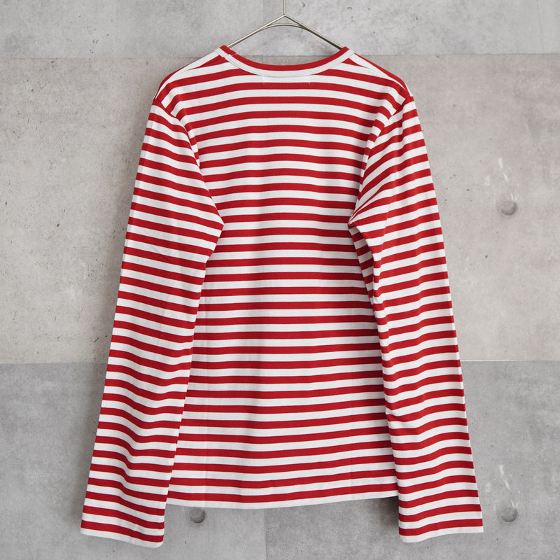 Logo Patch Stripe Long Sleeve Tee Shirt - NEWSED