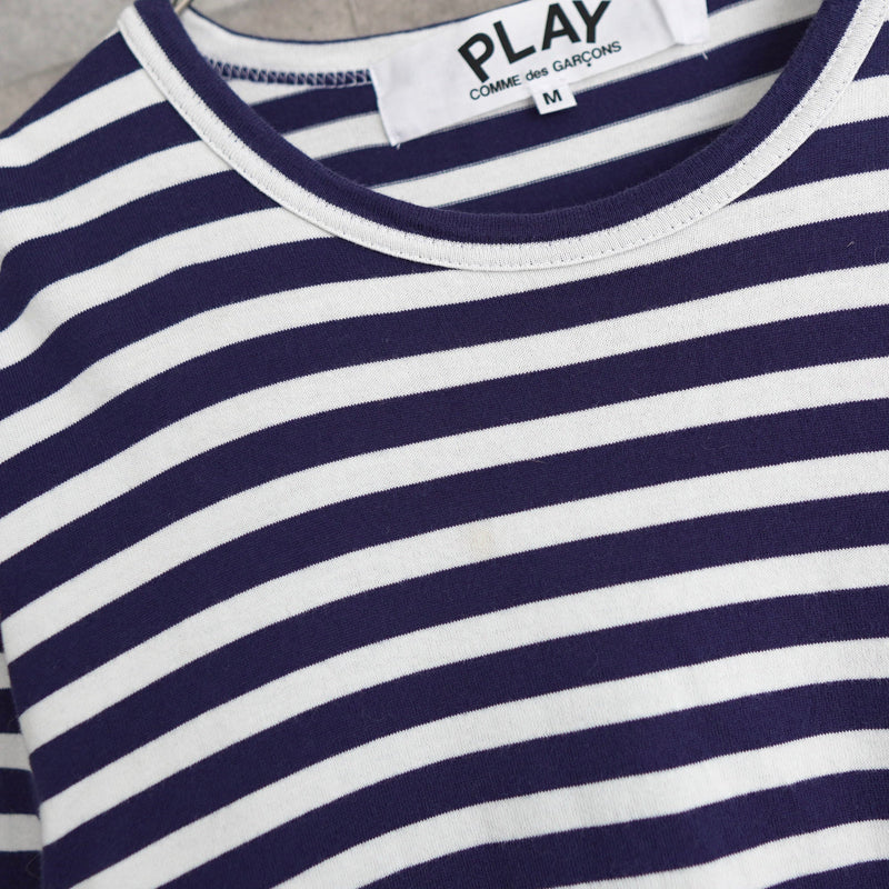 Logo Patch Stripe Long Sleeve Tee Shirt - NEWSED