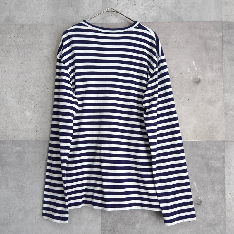 Logo Patch Stripe Long Sleeve Tee Shirt - NEWSED