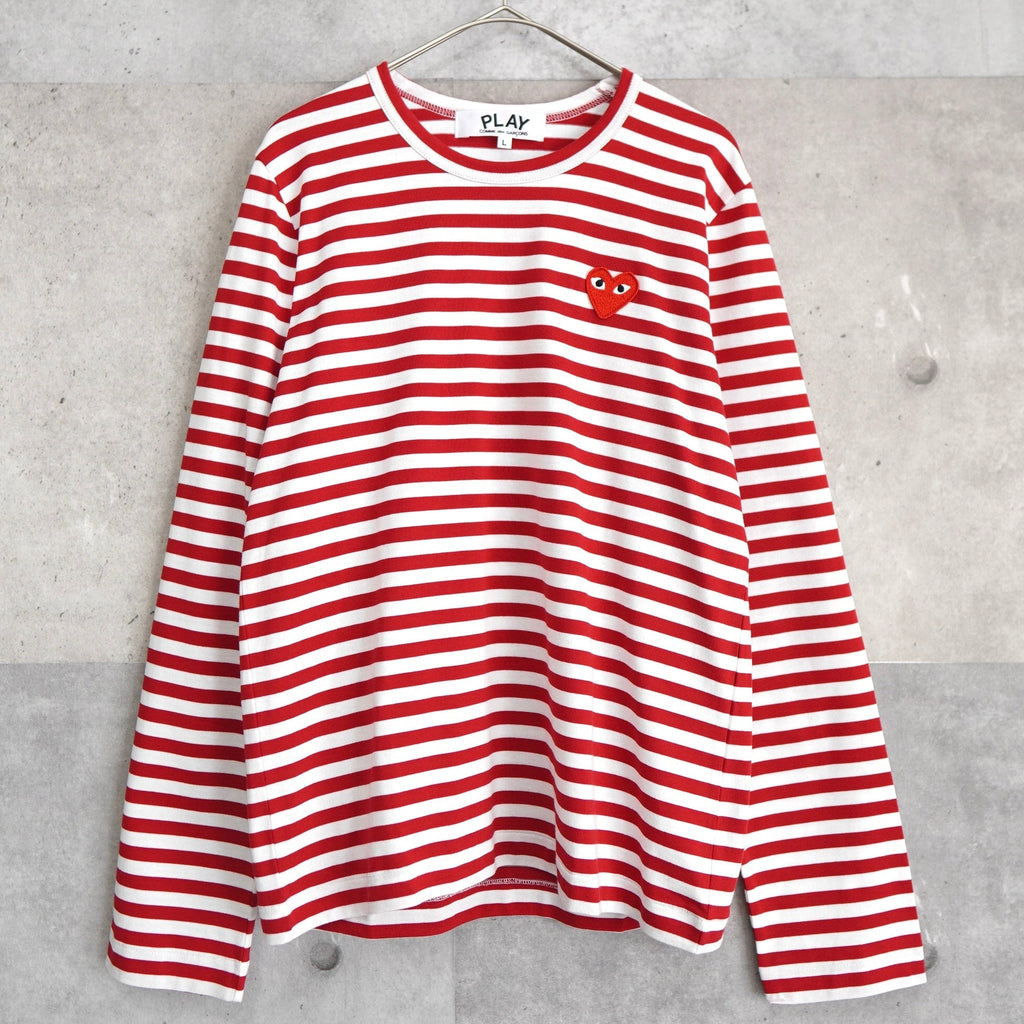 Logo Patch Stripe Long Sleeve Tee Shirt