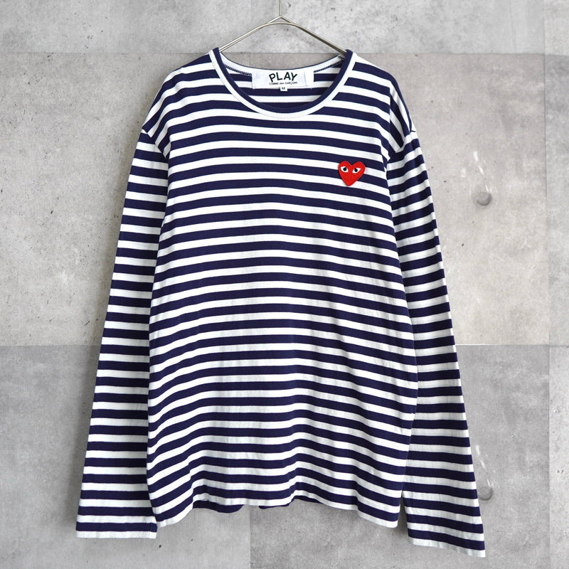 Logo Patch Stripe Long Sleeve Tee Shirt - NEWSED