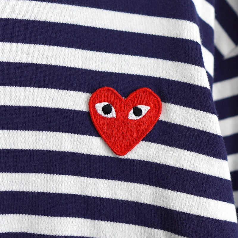 Logo Patch Stripe Long Sleeve Tee Shirt - NEWSED