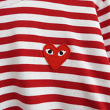 Logo Patch Stripe Long Sleeve Tee Shirt - NEWSED