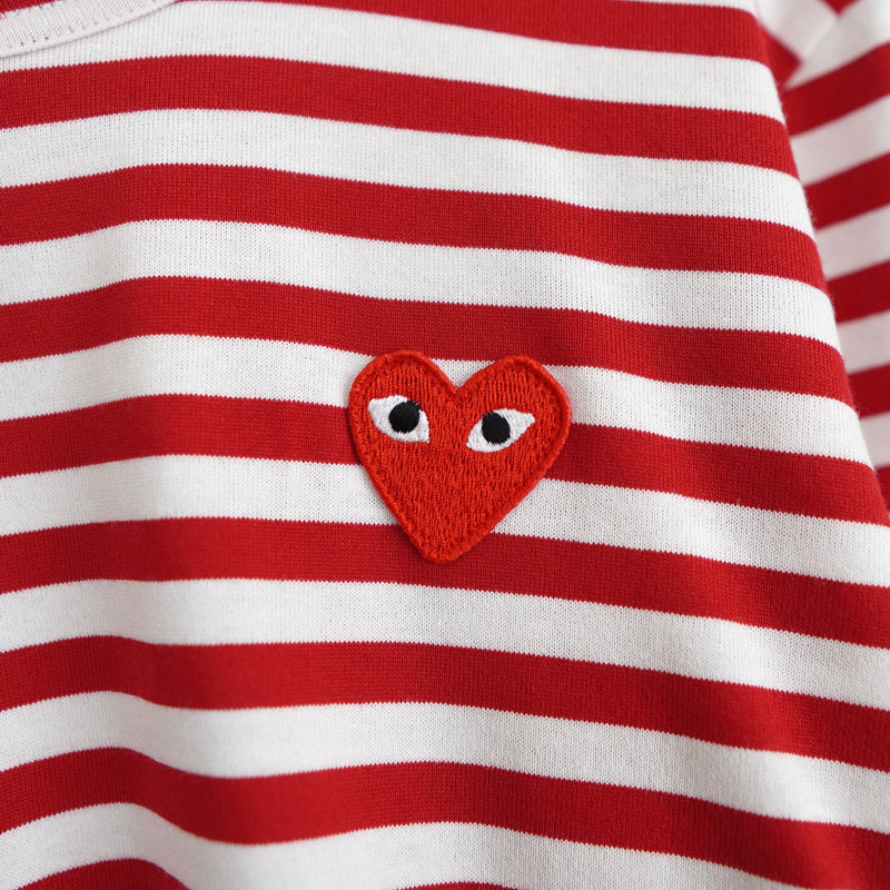 Logo Patch Stripe Long Sleeve Tee Shirt - NEWSED
