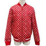ルイヴィトン×シュプリーム LV Leather Baseball Jacket モノグラム ボンバージャケット レザージャケット レッド 54 メンズ - NEWSED