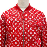 ルイヴィトン×シュプリーム LV Leather Baseball Jacket モノグラム ボンバージャケット レザージャケット レッド 54 メンズ - NEWSED