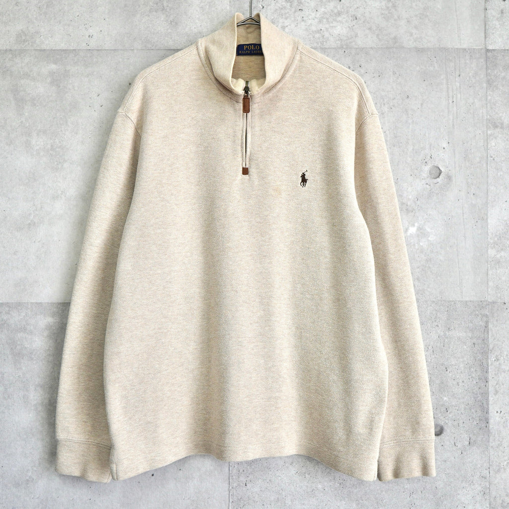 ポロラルフローレン ハーフジップ ハイネック スウェット アイボリー L〜XL相当