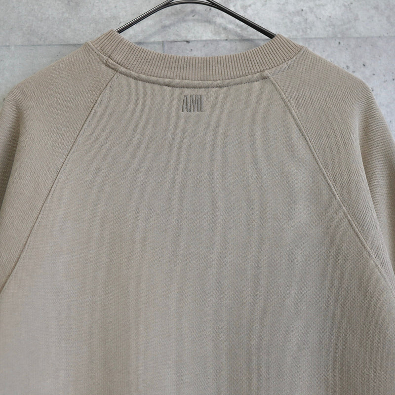 アミ パリス ハート ロゴ 刺繍 スウェット トレーナー グレーベージュ