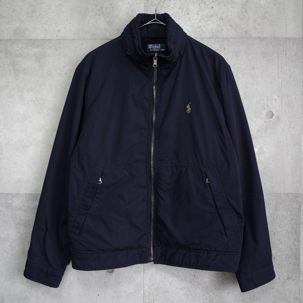 ポロバイラルフローレン ナイロンジャケット ブルゾン フリース裏地 ハイネック ネイビー Mサイズ