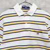 ポロスポーツ ラルフローレン 星条旗ロゴ ワンポイント刺繍 ボーダー柄 半袖ポロシャツ ホワイト / イエロー / ネイビー メンズM相当
