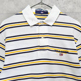 ポロスポーツ ラルフローレン 星条旗ロゴ ワンポイント刺繍 ボーダー柄 半袖ポロシャツ ホワイト / イエロー / ネイビー メンズM相当 - NEWSED