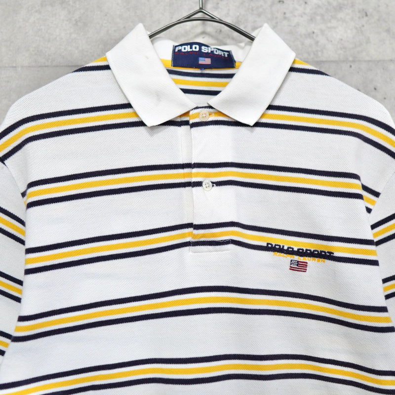 Polo Ralph Lauren ポロシャツ ボーダー 星条旗 ロゴ刺繍 ポロスポーツ ラルフローレン 星条旗ロゴ ワンポイント刺繍 ボーダー柄