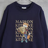 メゾン キツネ トロフィー フォックス プリント スウェット トレーナー ネイビー Mサイズ