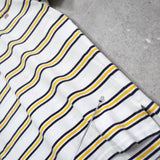 ポロスポーツ ラルフローレン 星条旗ロゴ ワンポイント刺繍 ボーダー柄 半袖ポロシャツ ホワイト / イエロー / ネイビー メンズM相当 - NEWSED