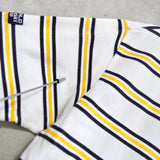 ポロスポーツ ラルフローレン 星条旗ロゴ ワンポイント刺繍 ボーダー柄 半袖ポロシャツ ホワイト / イエロー / ネイビー メンズM相当 - NEWSED