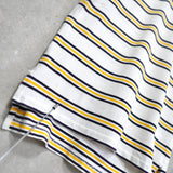 ポロスポーツ ラルフローレン 星条旗ロゴ ワンポイント刺繍 ボーダー柄 半袖ポロシャツ ホワイト / イエロー / ネイビー メンズM相当 - NEWSED