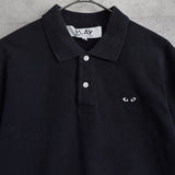 プレイ コムデギャルソン ハートロゴパッチ 半袖ポロシャツ ブラック Mサイズ AD2007 - NEWSED