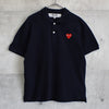 プレイ コムデギャルソン ハートロゴパッチ 半袖ポロシャツ ネイビー Mサイズ AD2020