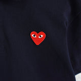 プレイ コムデギャルソン ハートロゴパッチ 半袖ポロシャツ ネイビー Mサイズ AD2020 - NEWSED