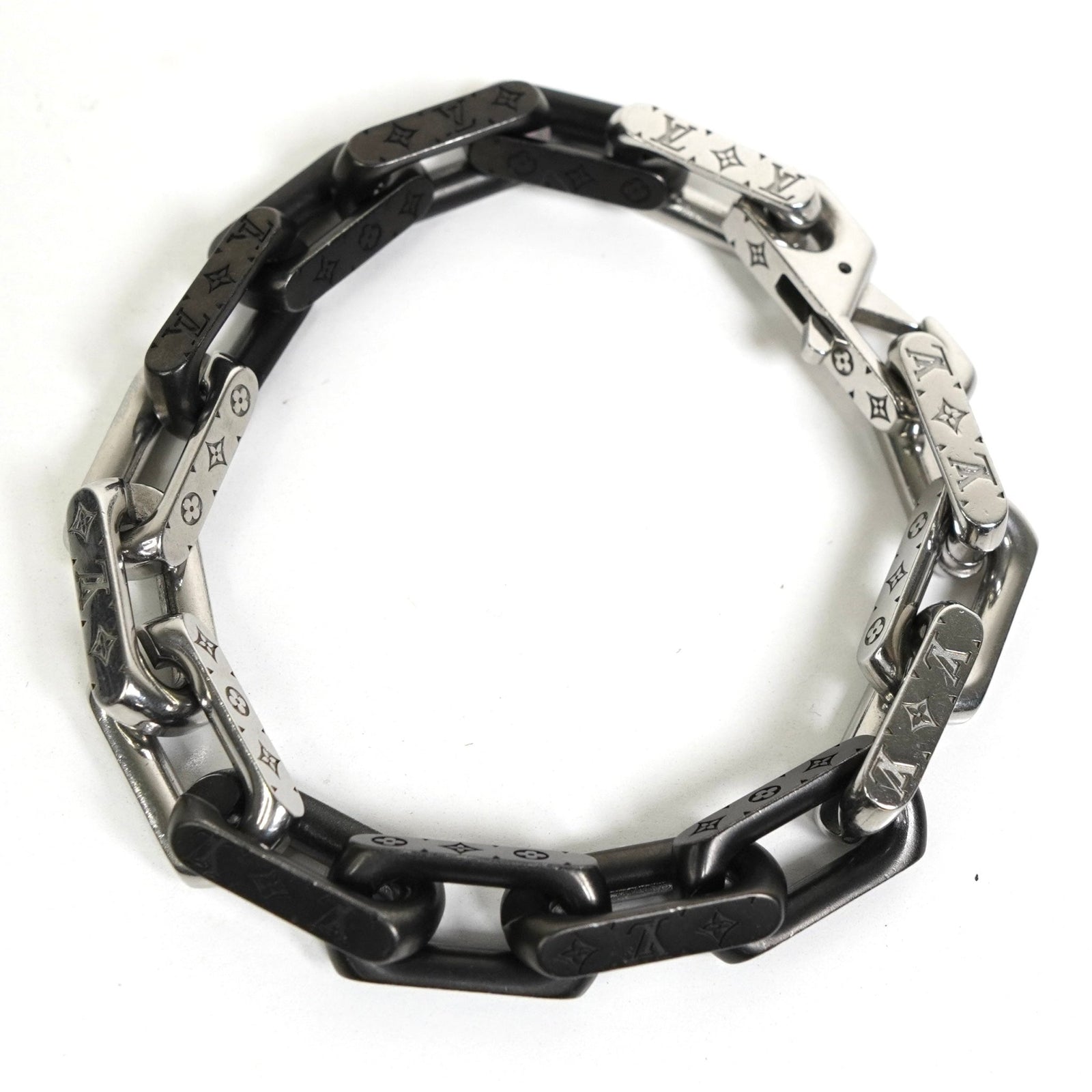 美品 ブレスレット モノグラム チェーン ブラック シルバー LOUIS VUITTON（ルイ・ヴィトン） ブレスレット モノグラム メンズ