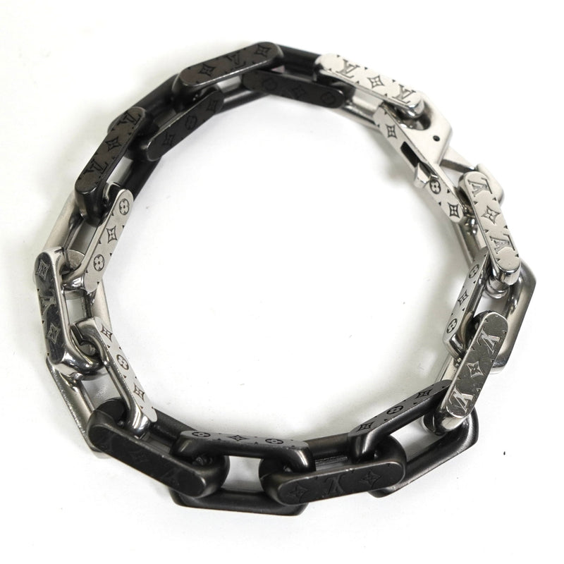 ルイ ヴィトン モノグラム チェーン ブレスレット シルバー / ブラック