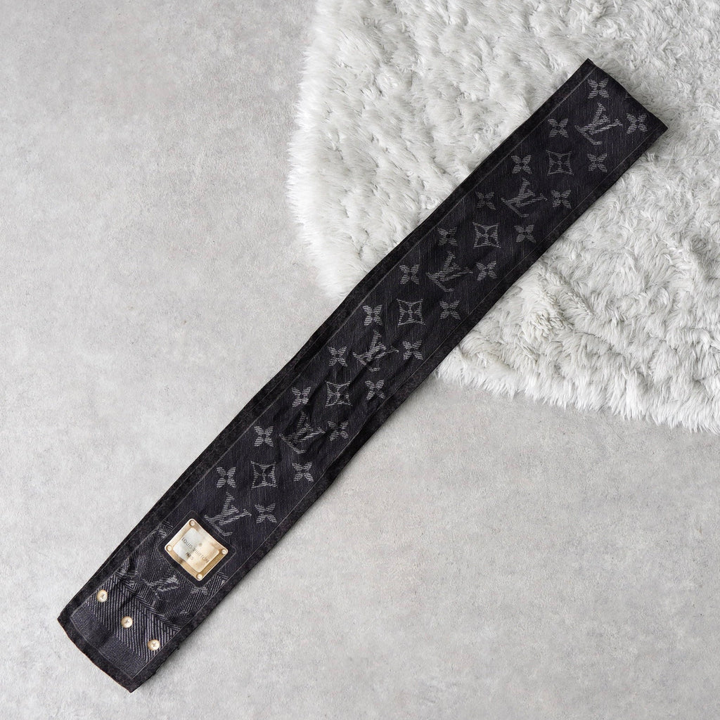 【新品未使用】LOUIS VUITTON バンドー ルイ ヴィトン バンドー ニューデニム スカーフ ノワール M72338