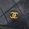 シャネル ココマーク プッシュロック マトラッセ ラムスキン チェーン ショルダーバッグ ブラック