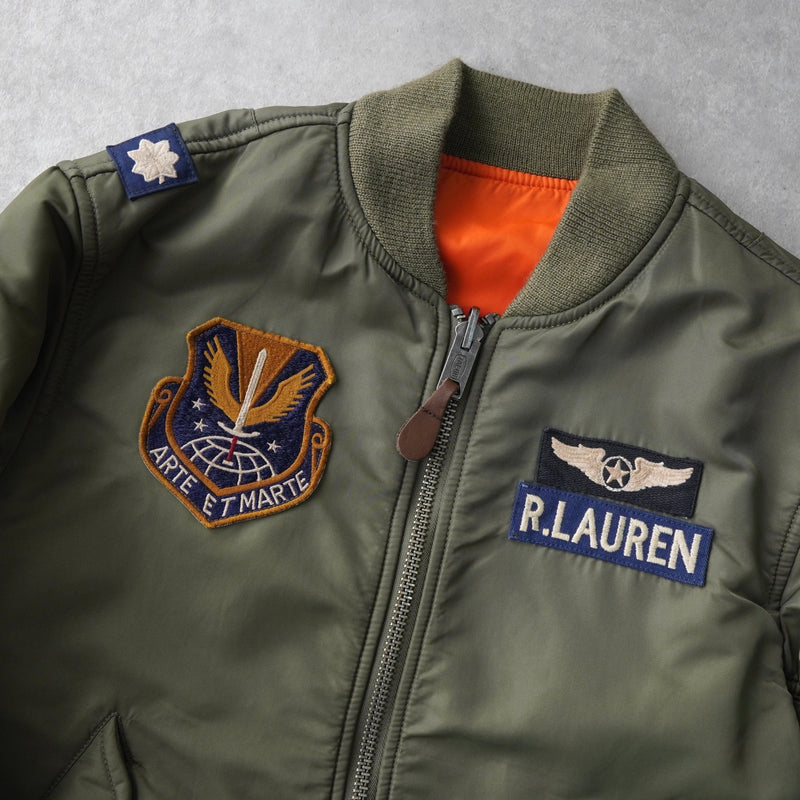 ラルフローレン パッチワーク リバーシブル MA - 1 カーキ / オレンジ - NEWSED
