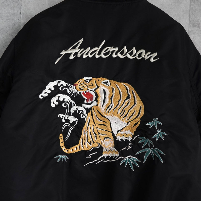 ショット × アンダースンベル 刺繍 MA - 1 スカジャン 中綿ジャケット ブラック - NEWSED