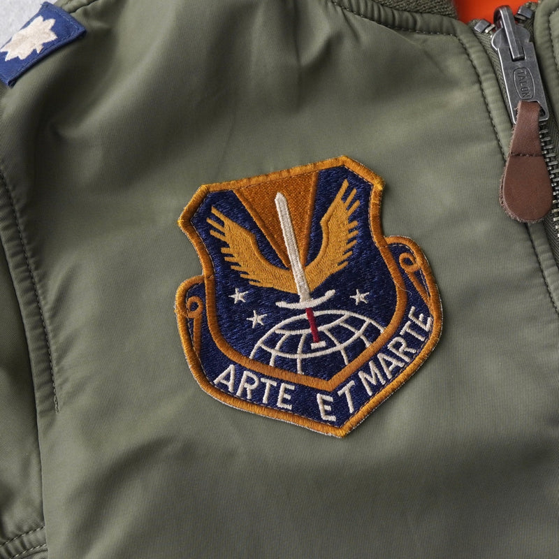 ラルフローレン パッチワーク リバーシブル MA - 1 カーキ / オレンジ - NEWSED