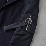 ジバンシィ 異素材切り替え MA - 1 ドッキング シングル テーラードジャケット ネイビー - NEWSED