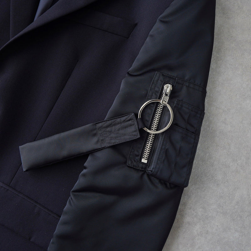 ジバンシィ 異素材切り替え MA - 1 ドッキング シングル テーラードジャケット ネイビー - NEWSED