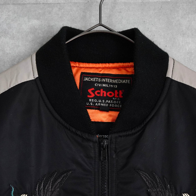 ショット × アンダースンベル 刺繍 MA - 1 スカジャン 中綿ジャケット ブラック - NEWSED