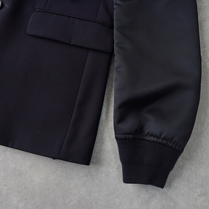 ジバンシィ 異素材切り替え MA - 1 ドッキング シングル テーラードジャケット ネイビー - NEWSED