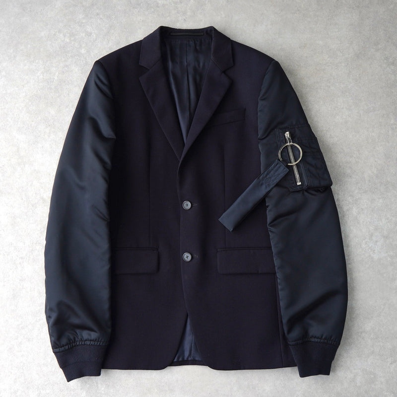 ジバンシィ 異素材切り替え MA - 1 ドッキング シングル テーラードジャケット ネイビー - NEWSED