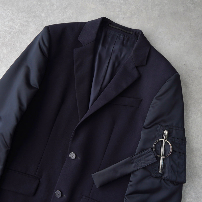 ジバンシィ 異素材切り替え MA - 1 ドッキング シングル テーラードジャケット ネイビー - NEWSED