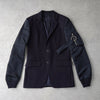 ジバンシィ 異素材切り替え MA-1 ドッキング シングル テーラードジャケット ネイビー