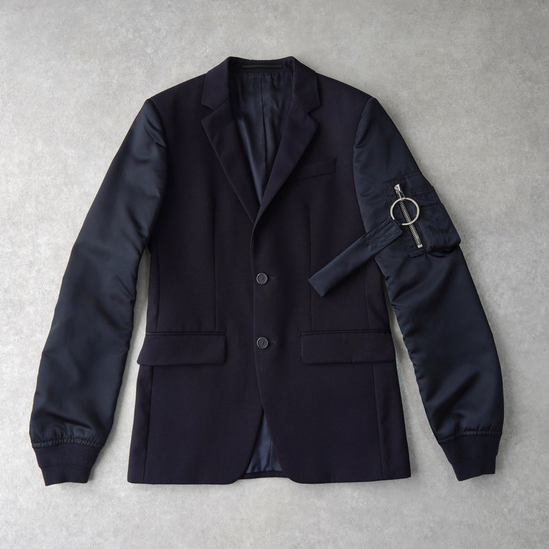 ジバンシィ 異素材切り替え MA - 1 ドッキング シングル テーラードジャケット ネイビー - NEWSED