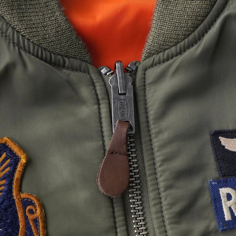 ラルフローレン パッチワーク リバーシブル MA - 1 カーキ / オレンジ - NEWSED