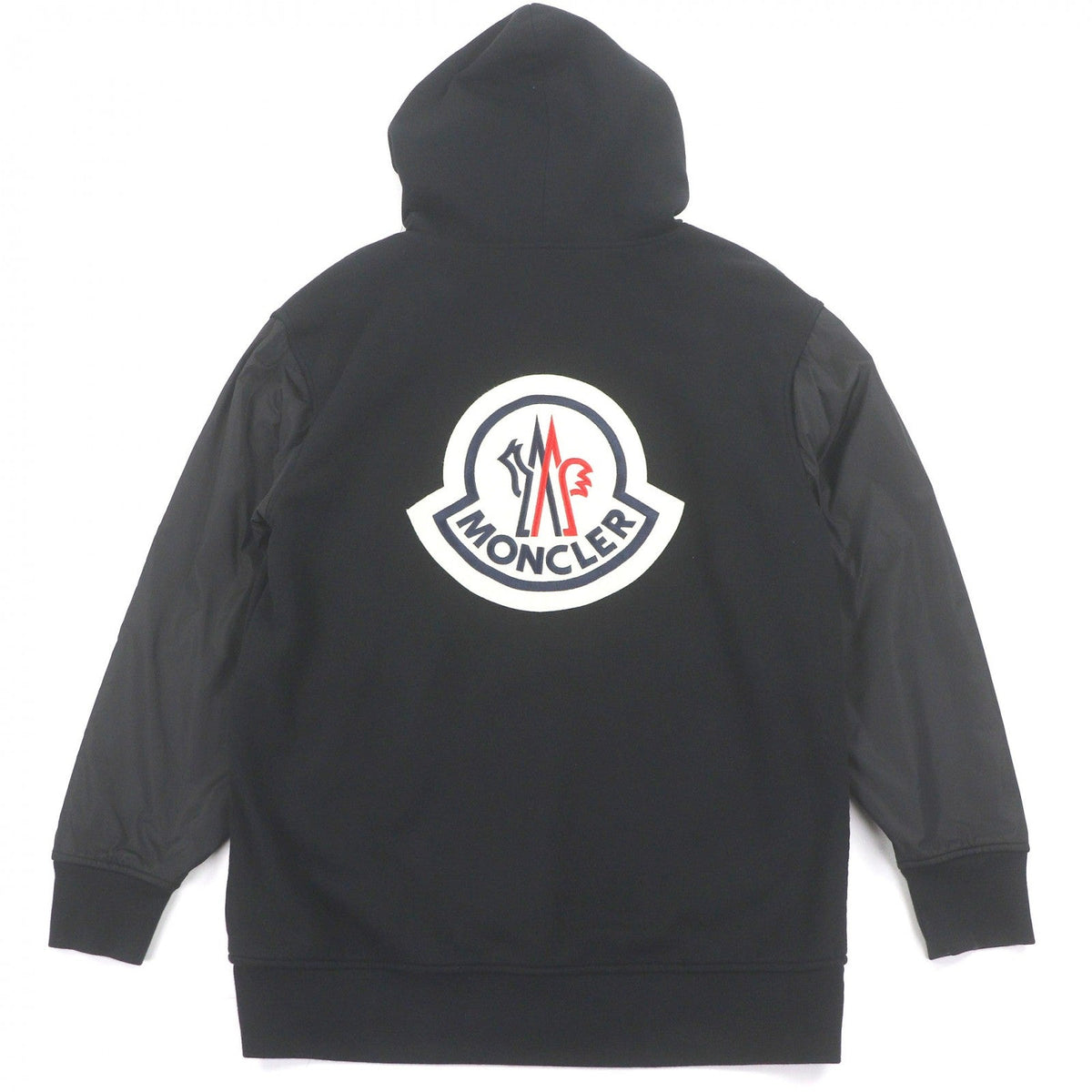 モンクレール MAGLIA GIROCOLLO バックデカロゴワッペン ナイロン切替 パーカー ブラック M メンズ - NEWSED