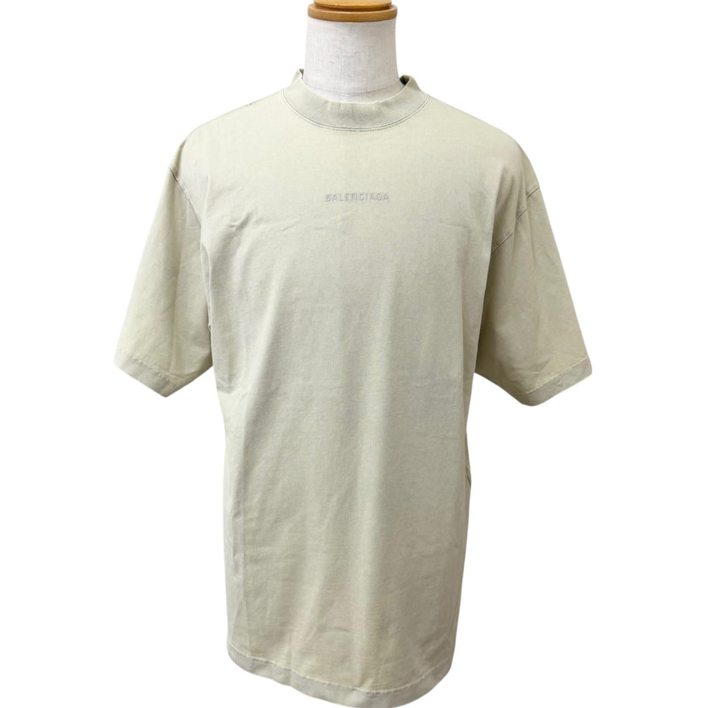 バレンシアガ Medium Fit T-Shirt ロゴ刺繍 半袖Ｔシャツ カーキベージュ S メンズ