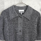 Melange Rib Short Sleeve Polo ガニー メランジ リブ ポロニット シルバーグレー レディース - NEWSED